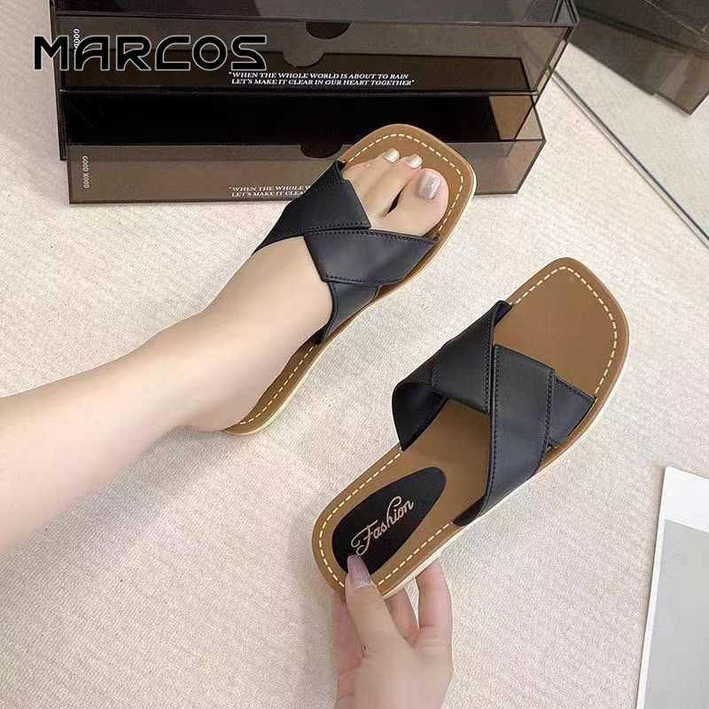 MARCOS รองเท้าแตะผู้หญิง รองเท้าแตะเรียบง่าย ไม่มีปัญหากัดเท้า! ใส่ได้ทั้งออกเที่ยวประจำวันและเดินเล่นริมทะเลแบบสไตล์ ราคา ถูกที่สุด ดีลบีเคเค แกลเลอรีภาพที่ 5