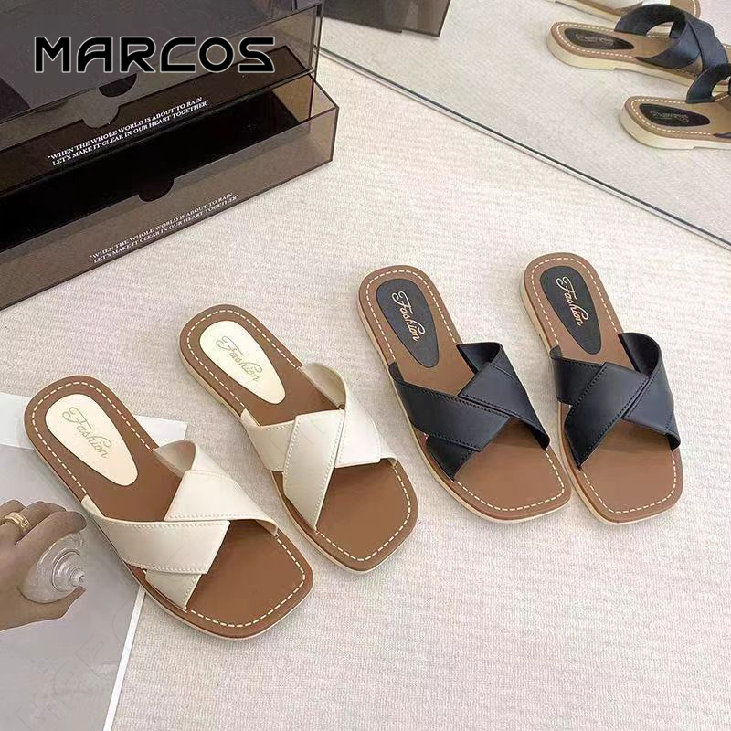 MARCOS รองเท้าแตะผู้หญิง รองเท้าแตะเรียบง่าย ไม่มีปัญหากัดเท้า! ใส่ได้ทั้งออกเที่ยวประจำวันและเดินเล่นริมทะเลแบบสไตล์ ราคา ถูกที่สุด ดีลบีเคเค แกลเลอรีภาพที่ 8