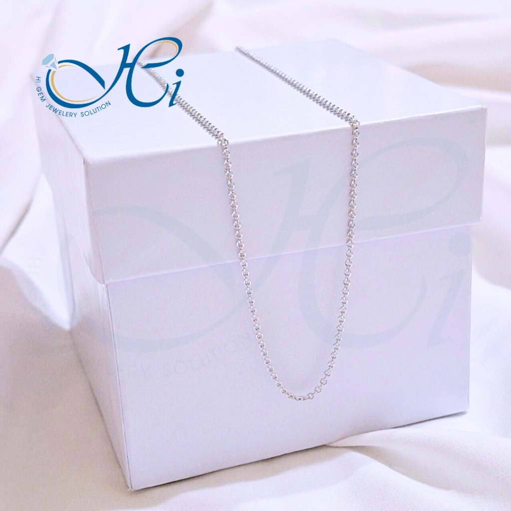 สร้อยคอ HIGEM ตะขอก้ามปู ทองคำขาวแท้ ทอง14k Italy (58.33%) ลายทิฟฟานี(สีขาว) มีใบรับประกันจากทางร้าน