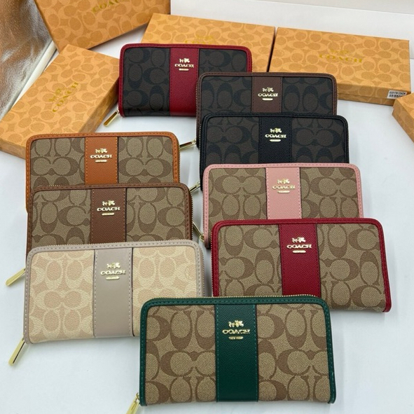 กระเป๋าสตางค์ โค้ช กระเป๋าสตางค์ผู้หญิง ใบยาว 8นิ้ว แบบซิปรอบ พร้อมกล่อง