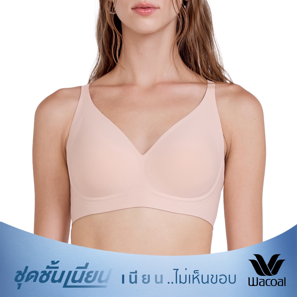 Wacoal ชุดชั้นเนียน บราไร้โครง Smart Size เสริมฟองน้ำ รุ่น WB3Y35 สีเบจ (BE)