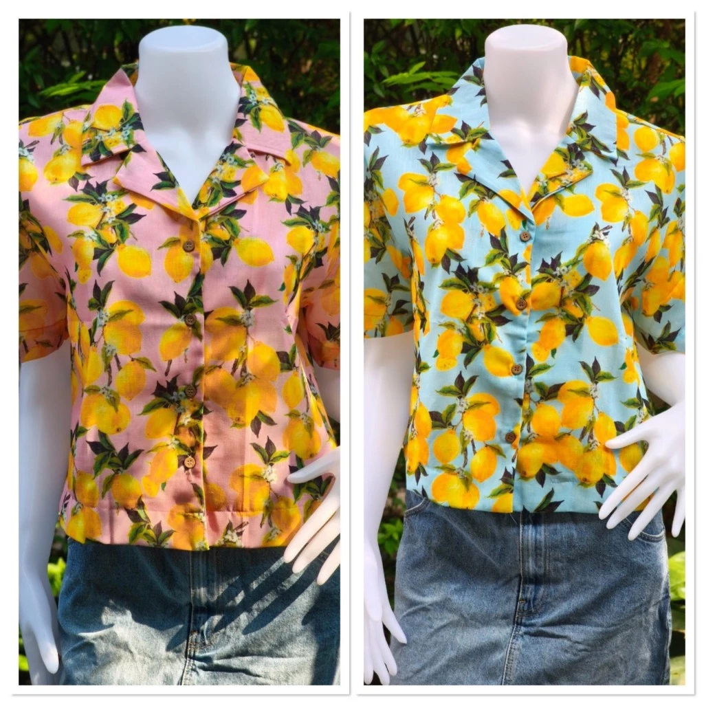 เสื้อเชิ้ตฮาวายผู้หญิง Tissara Boutique แขนสั้น ลายดอก ผ้าลินิน