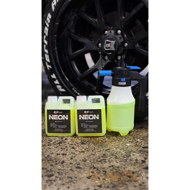 น้ำยาMD นีออนMD 2แกลลอน+ถังฉีดโฟมไฟ้ฟ้า ชุดพร้อมสลายคราบล้างรถ