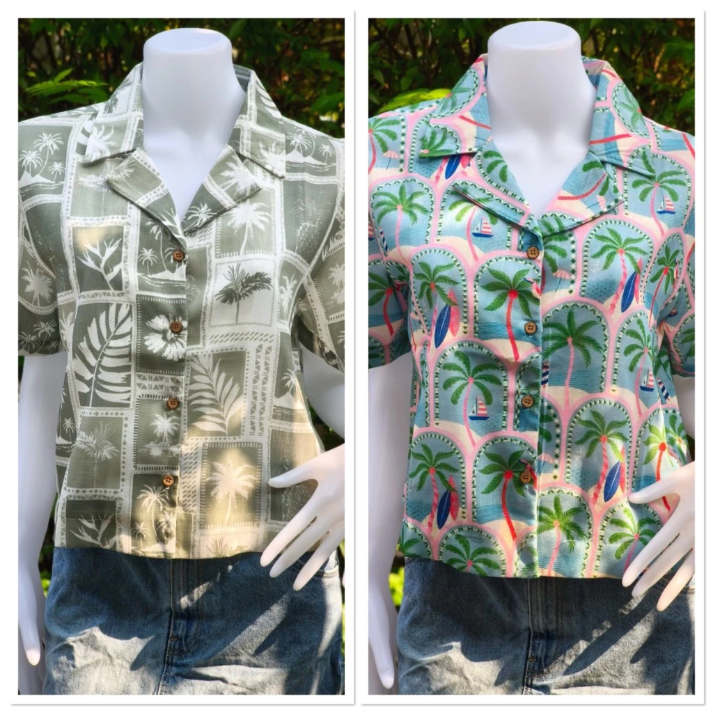 เสื้อเชิ้ตฮาวายผู้หญิง Tissara Boutique แขนสั้น ลายดอก ผ้าลินิน