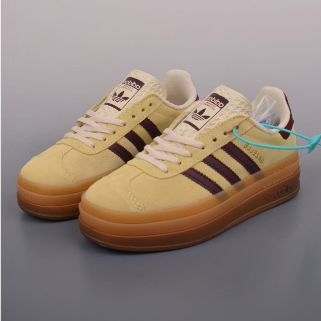 ADIDAS ต้นฉบับ gazelle สายฟ้า clover หนาเพียงผู้เดียวสบาย ๆ ลื่นไถลสวมทนต่ำด้านบนรองเท้าคณะกรรมการด้