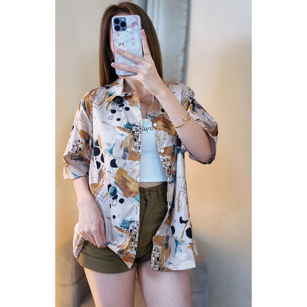 Hawaii เสื้อเชิ้ต ปกฮาวาย แขนสั้น ลายดอก ผ้าไหมอิตาลี thumbnail 8