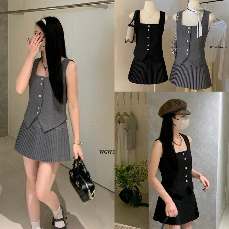 set เสื้อกล้ามทรงกั๊ก+กระโปรงรุ่น 3626 TAG WGWE 🇰🇷