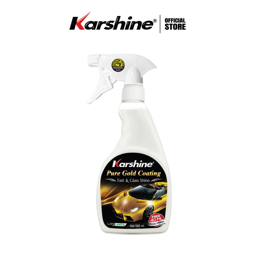 Karshine น้ำยาบำรุงรักษาและเคลือบแก้ว Pure Gold  Coating Hydrophobic 500 ml.