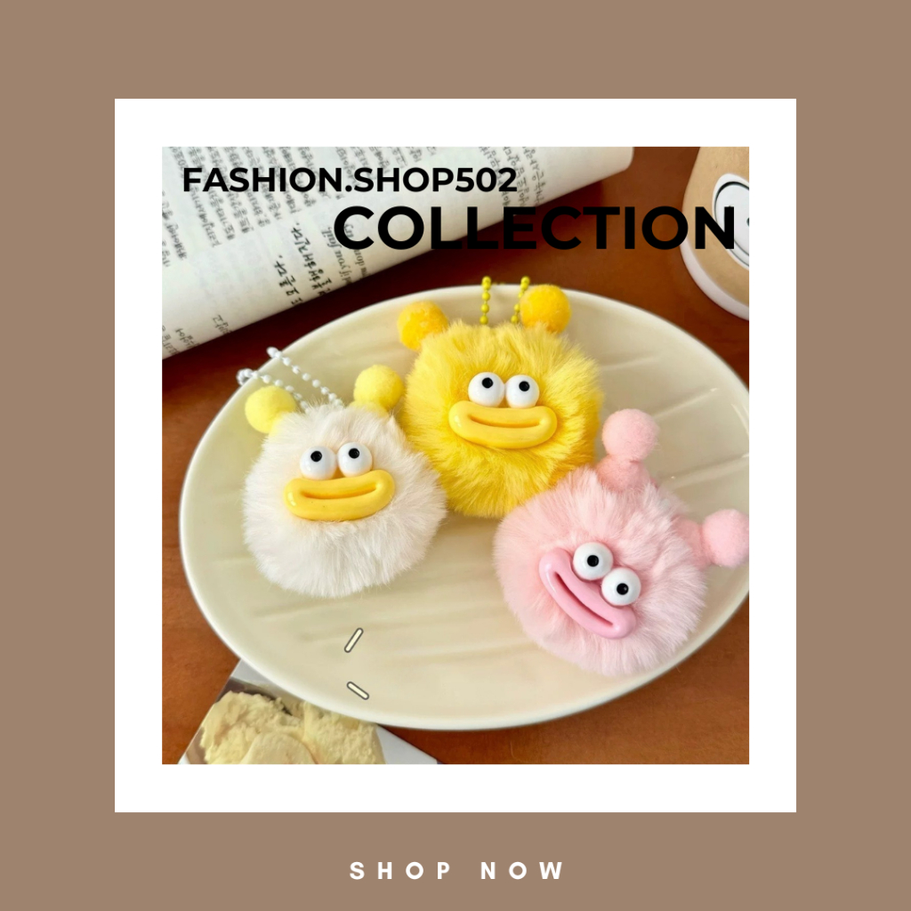 Fashion พวงกุญแจตุ๊กตา ที่ห้อยกระเป๋า ลูกบอลขนปุยน่ารัก พร้อมส่ง Q-213