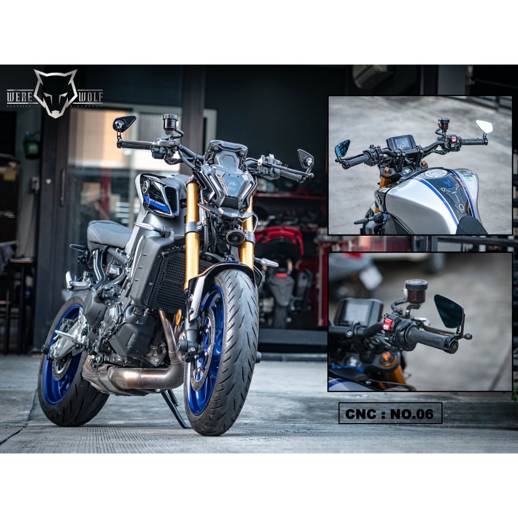 กระจก + ตุ้มปลายแฮนด์ Were Wolf สำหรับ YAMAHA MT-07, MT-09 Gen1-Gen4, XSR700, XSR700 Gen2, XSR900, XSR900 Gen2, MT-10 - รูปที่ 3