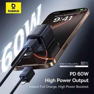 Baseus สายชาร์จเร็ว แบบถอดหัวได้ รุ่น Versatile Two-for-Two Fast Charging Cable U+C to C+L 60W 1m