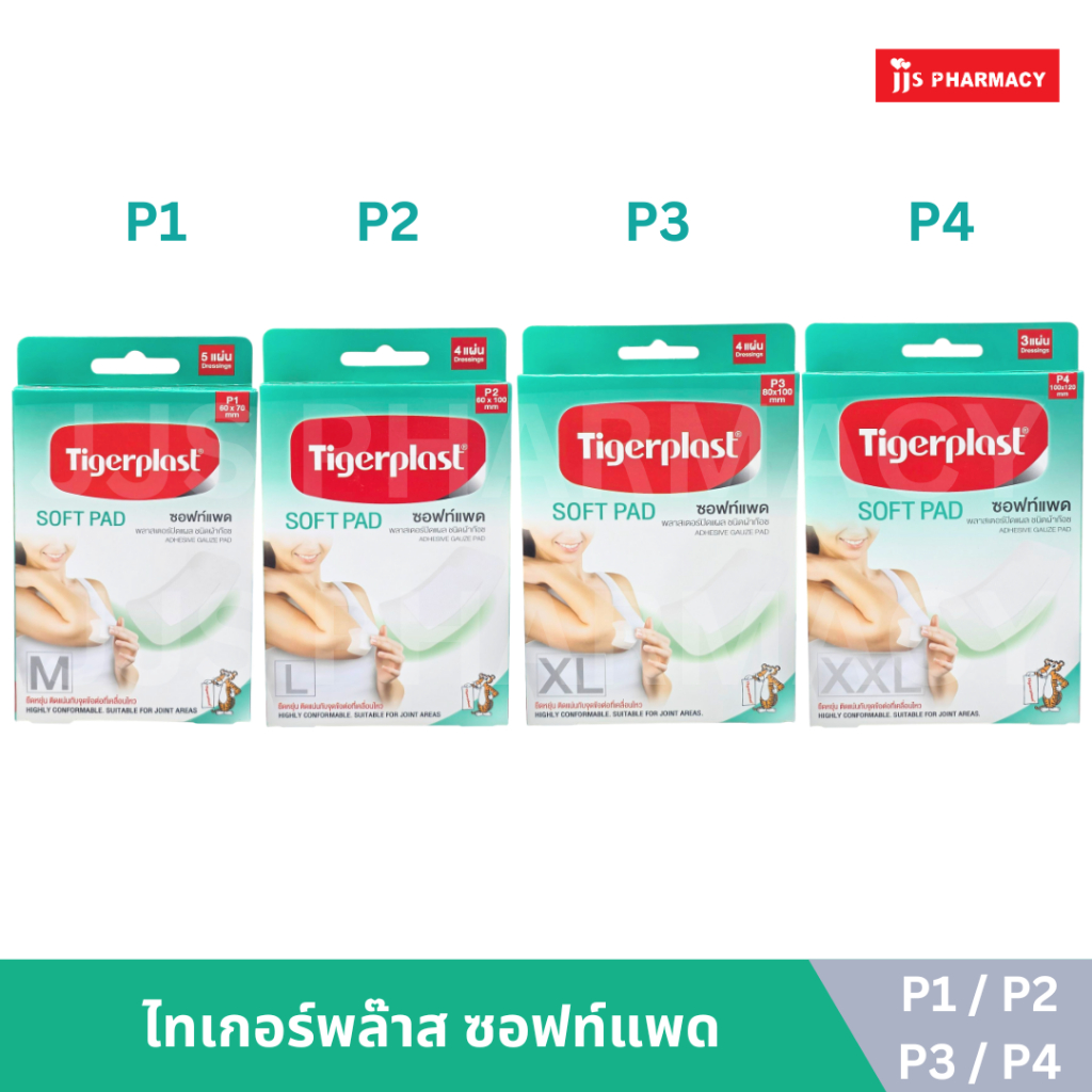 TIGERPLAST SOFT PAD (P1 / P2 / P3 / P4) ซอฟท์แพด พลาสเตอร์ปิดแผลชนิดผ้าก๊อซ