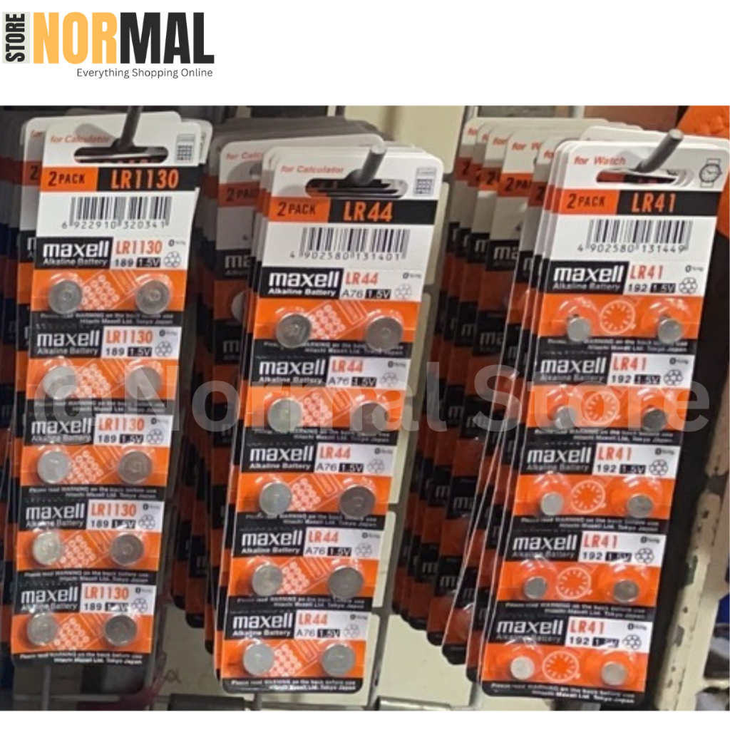 Maxell ถ่านกระดุม / ถ่านนาฬิกา / ถ่านกลม รหัส LR41 สำหรับใส่ เครื่องคิดเลข , นาฬิกา , กล้อง และ อุปกรณ์อื่นๆ