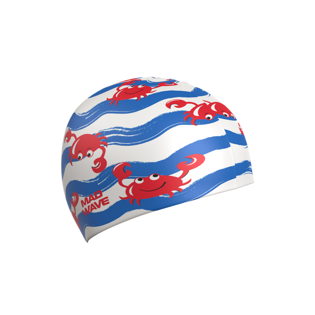 MAD WAVE หมวกว่ายน้ำซิลิโคน ลาย Crabs ใส่สบาย ยืดหยุ่นสูง
