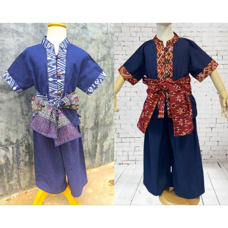 ชุดพื้นเมืองเด็กชาย  ชุดเซตงาน3ชิ้น  ชุดไทย ชุดลาว ชุดล้านนา