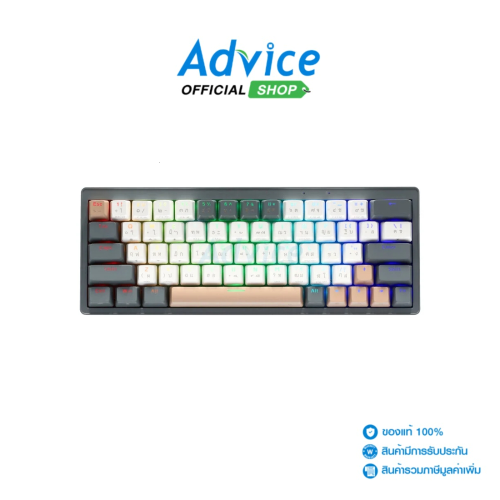 FANTECH WIRELESS/BLUETOOTH KEYBOARD (คีย์บอร์ด) MK912 GRAY - BLUE SWITCH - A0158321