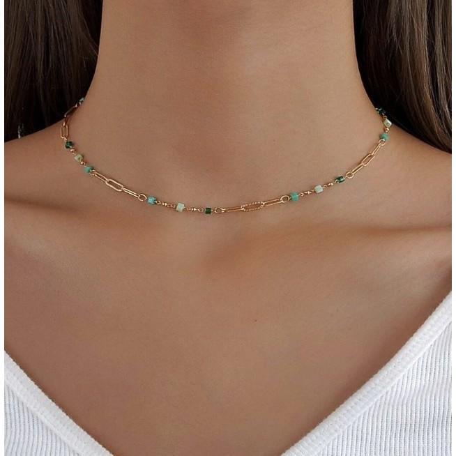 KYM.vibes - evergreen beads necklace สร้อยคอลูกปัด สร้อยคอลูกปัด