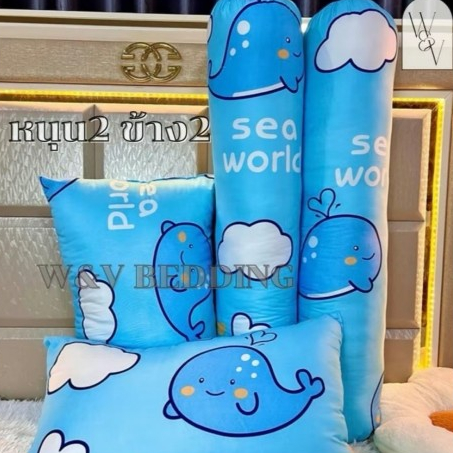 หมอนหนุน หมอนหนุนพิมพ์ลายการ์ตูน มาตรฐานขนาดใหญ่ (เลือกลายได้) หนุนสบายไม่ปวดคอ หมอนข้าง เนื้อผ้าคอตตอน - รูปที่ 3