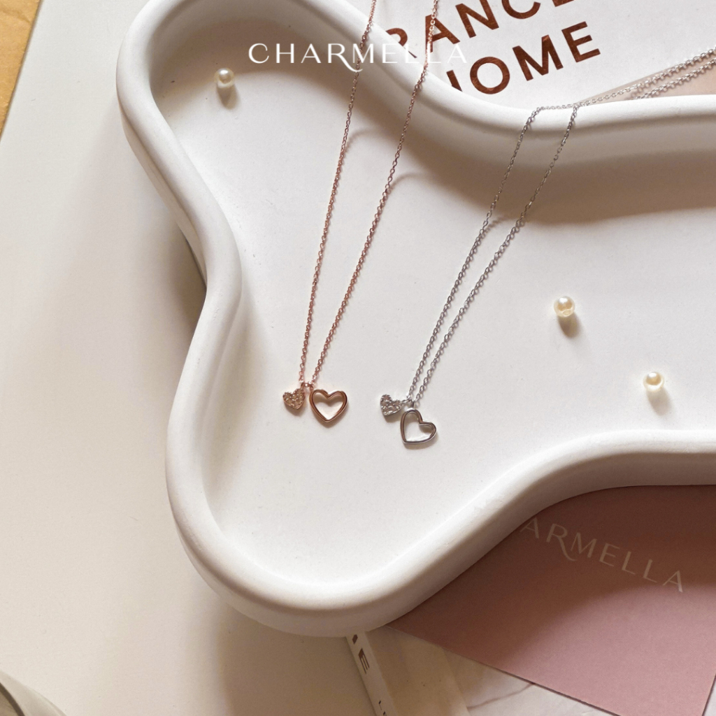 Charmella สร้อยคอเงินแท้ S925 ชุบทองพรีเมี่ยม 14k จี้รูปหัวใจ Cupid’s Whisper (แถมฟรีกล่องของขวัญ)