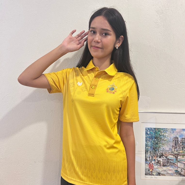 เสื้อเหลืองลายไทย ตราสัญลักษณ์ 72พรรษา ปกผ้าในตัว เกรดพรีเมี่ยม มี 3 ลาย