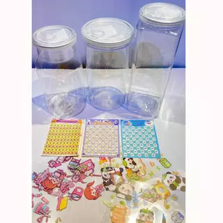 JM - กระปุกออมสินใสพลาสติก 2 แถม 1 [คละรุ่นตามใจแม่ค้า]