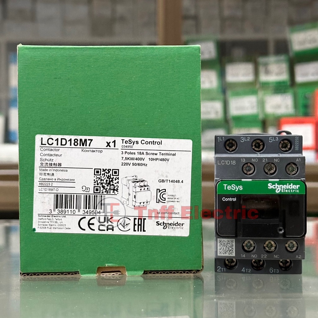 Schneider LC1D18M7, LC1D18B7, LC1D18E7, LC1D18F7, LC1D18Q7 แมกเนติก คอนแทคเตอร์ (1NO + 1NC)