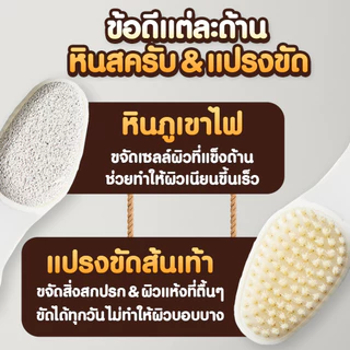 แปรงขัดส้นเท้า 2in1 แปรงขัดเท้า มาพร้อมหินภูเขาไฟ ทำความสะอาดและสปาไปในตัว SP510