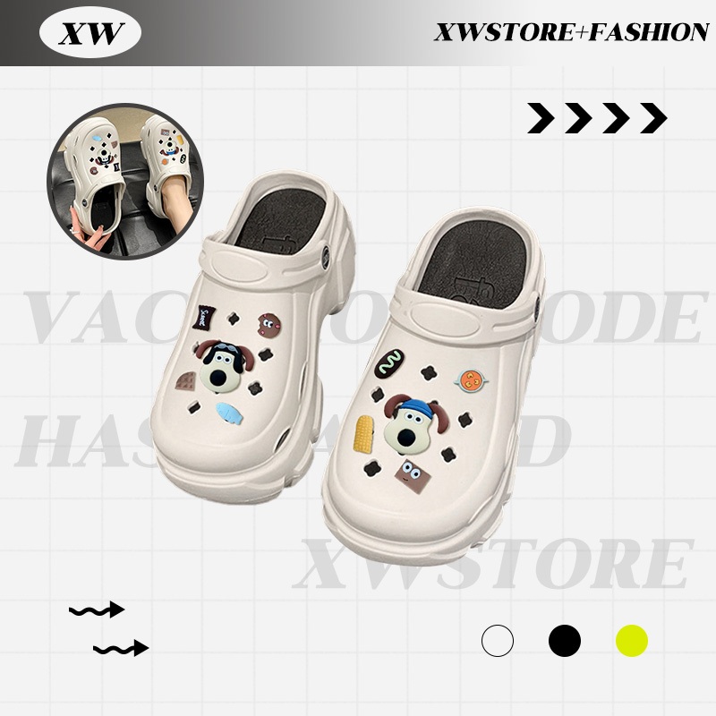 XWshopee  รองเท้าแตะแฟชั่นหัวโตสำหรับผู้หญิง ดีไซน์น่ารัก รองเท้าหนา มีให้เลือก 3 สี มีสายรัดส้นกันลื่น และรองเท้าสติกเก