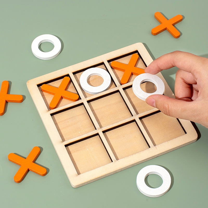 Xo Triple Tic Tac Toe Chess บอร์ดเกมกระดานไม้ ของเล่นเสริมการเรียนรู้เด็ก - รูปที่ 4