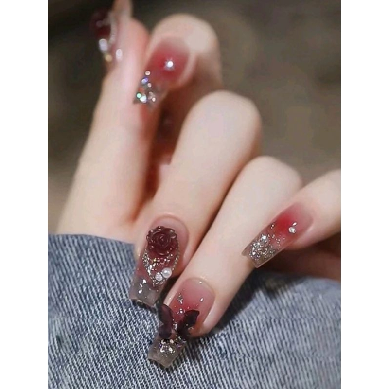 พร้อมส่ง💯 เล็บปลอมสำเร็จรูป เล็บปลอม 24 ชิ้น เล็บเจลสำเร็จรูป💥💥