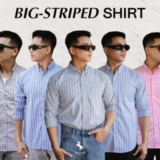 PHASHII SHIRT เสื้อเชิ๊ตผู้ชายแขนยาว รุ่นริ้วใหญ่ ผ้า COTTON ใส่สบาย เนื้อผ้านุ่ม ขายดีมาก!