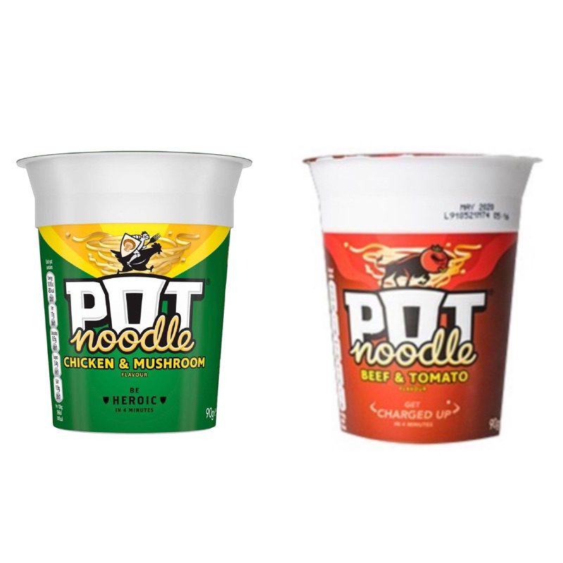 Pot Noodle Chicken Mushroom / Beef & Tomato 90g.
