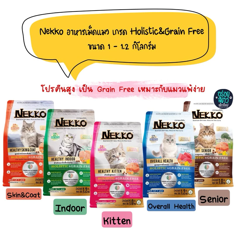 Nekko Holistic&Grain Free อาหารเม็ด สำหรับแมวทุกสายพันธุ์ ขนาด 1-1.2 kg