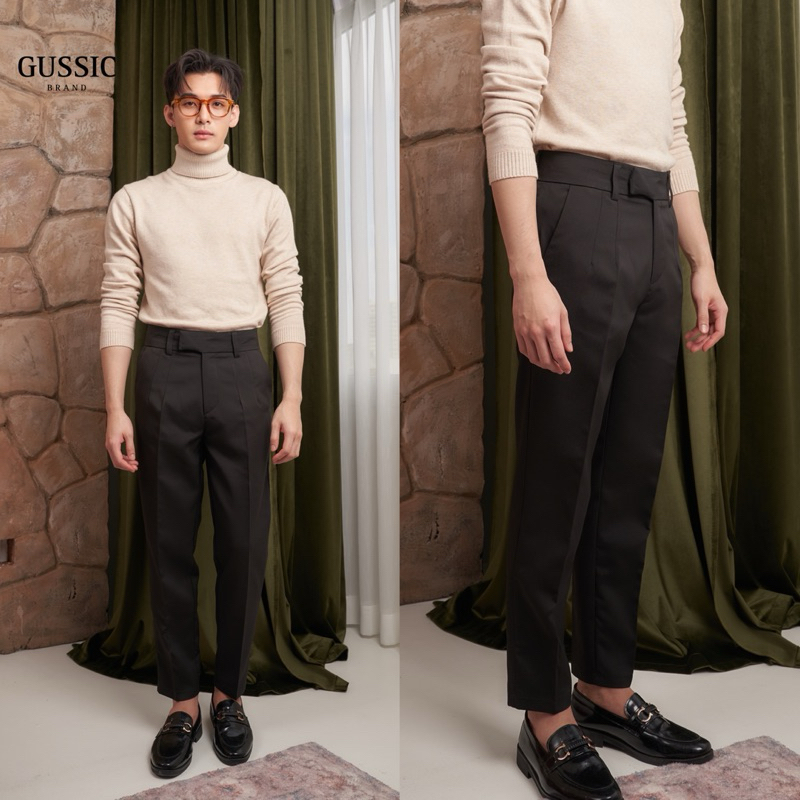 GUSSIC- Ibiz Pants (New in) กางเกงสแล็คทรงสลิม รุ่น 2 ตะขอ ผ้าหนาทอพิเศษ สมาร์ท ดูดี  men clothing ผู้ชาย
