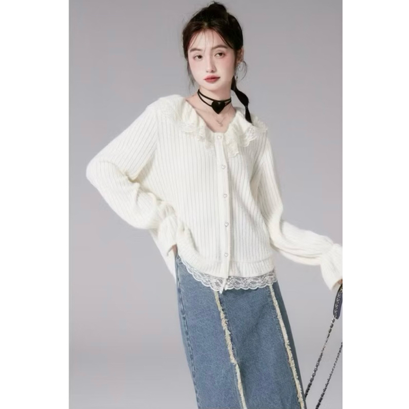 คาร์ดิแกน  cardigan สีครีม size M  มือ1 (ไม่มีเสื้อตัวใน) on.december25