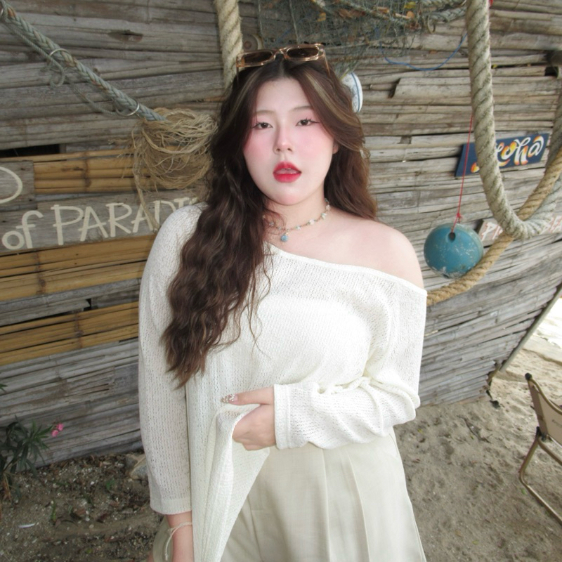 Khaofang Shirt (เสื้อข้าวฟ่าง) แขนยาวเปิดไหล่ผ้าไหมพรมซีทรู👒💐✨ | Geebeety - รูปที่ 2