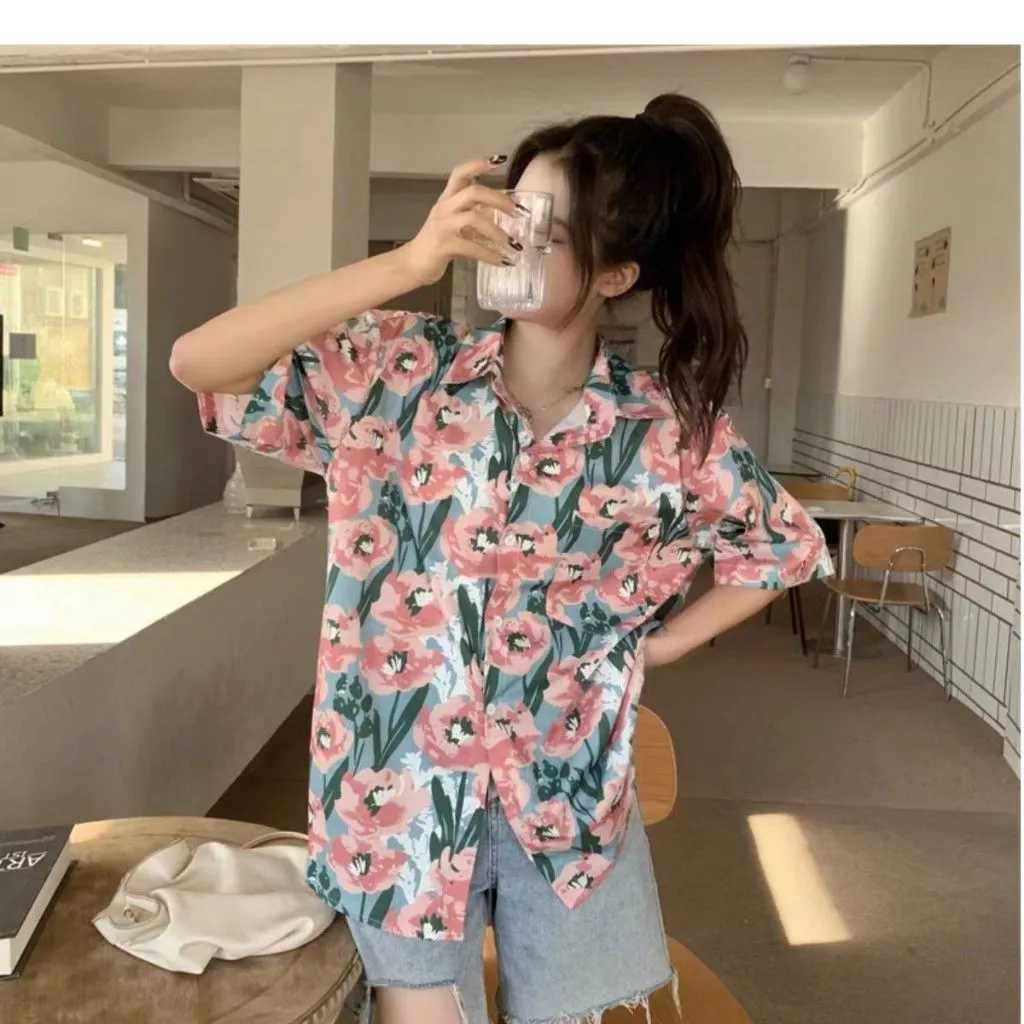 เสื้อสงกรานต์ผู้หญิงลายดอก คอปก แขนสั้น ผ้าไหมอิตาลี 3006 thumbnail 7