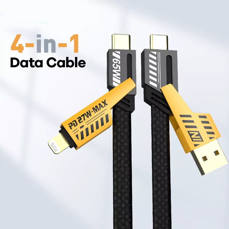 สายชาร์จเร็ว 4 IN 1 65w สําหรับ iPhone Android Usb Type C มี 4 หัวในสายเดียว