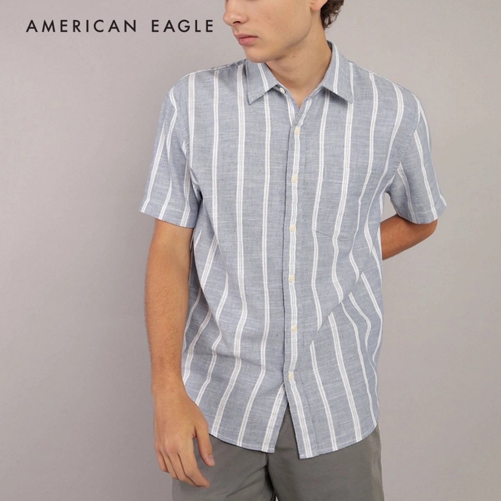 American Eagle Poolside Striped Button-Up Shirt เสื้อเชิ้ต ผู้ชาย ลายตรง (NMSH 015-2834-400)
