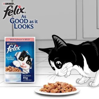 [ยกกล่อง 12ซอง X 85g] Purina Felix Pouch - อาหารเปียกแมว เฟลิกซ์