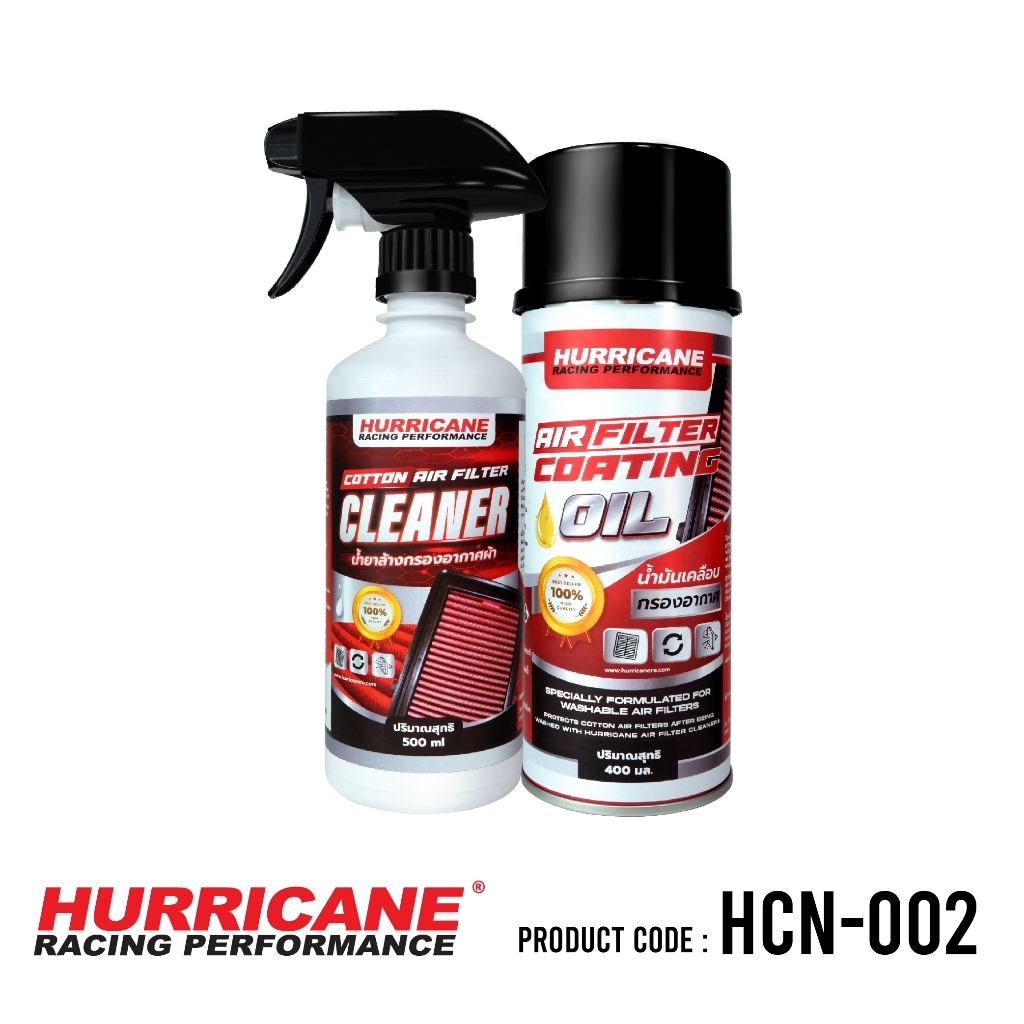 Hurricane ชุดน้ำยาล้าง + น้ำยาเคลือบกรองอากาศผ้า  ( ชุดใหญ่ )
