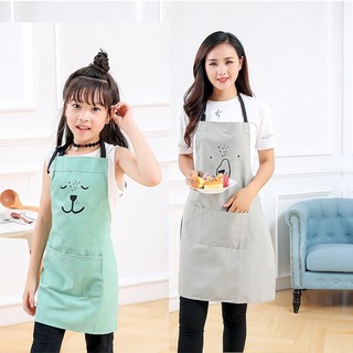 (พร้อมส่ง) ผ้ากันเปื้อนเด็ก - ผู้ใหญ่ สไตล์นอร์ดิก ผ้ากันเปื้อนผ้าฝ้าย  ชุดทำงานครัว สไตล์เกาหลี