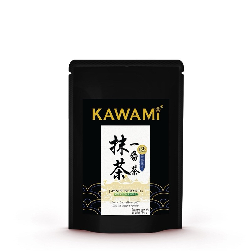 คาวามิ อิเสะ ชามัทฉะชนิดผง 100% 40 กรัม kawami Ise 100% matcha powder 40g. โทนถั่วนิดๆ