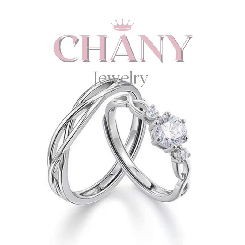 CN94 แหวนคู่2วง honey love ชุบเงิน92.5% ปรับขนาดได้ ฟรีเซตของขวัญ (ถุงต้องกดสั่งเพิ่ม) ฝากเขียนการ์ดได้