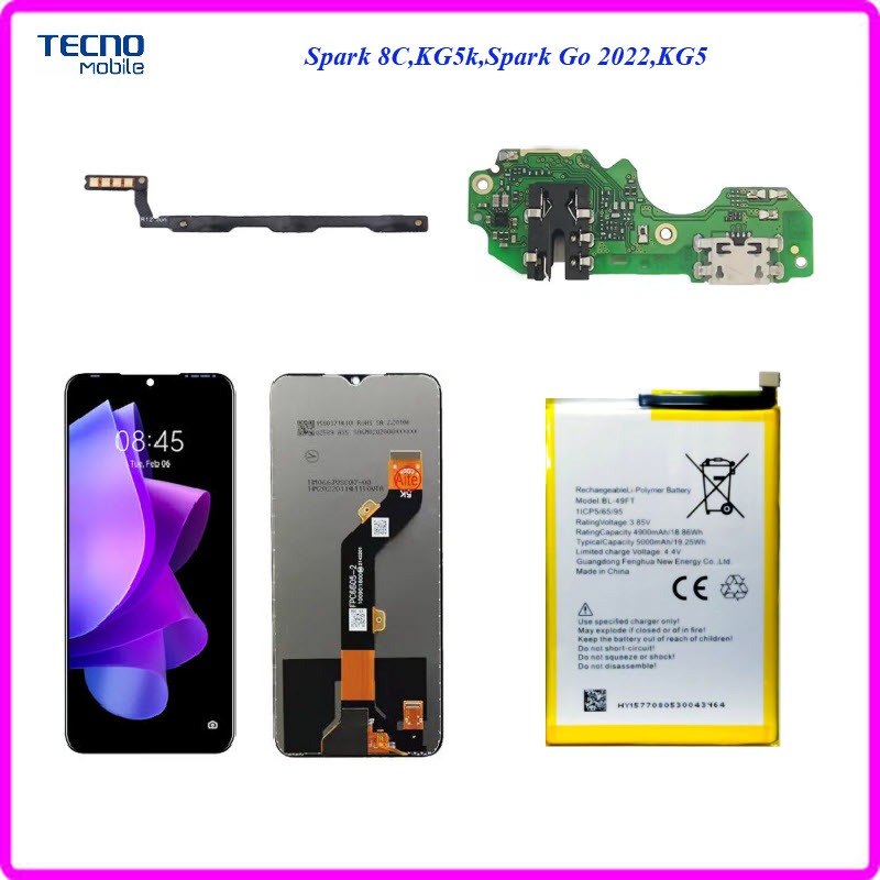 อะไหล่ Tecno Spark 8C,KF5K/Spark Go 2022,KG5/สายแพร/หน้าจอ LCD./แบตเตอรี่(BL-49FT)