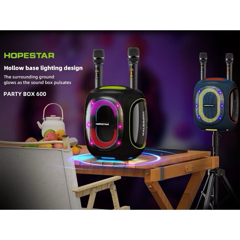 SY-Hopestar Party BOX600 ลำโพงบลูทูธ 300วัตต์ พร้อมไมค์ลอย2อัน ปรับเสียงไมค์ได้ ลำโพง6ดอก มีไฟRGB ปรับเบส3โหมด IPX5แท้