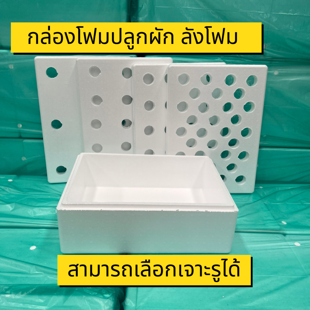 กล่องโฟมปลูกผัก กล่องโฟม ลังโฟม ปลูกผักไฮโดร กล่องใส่กุ้ง กล่องลังโฟม กล่องกุ้ง 10KG. ไฮโดรโปนิกซ์