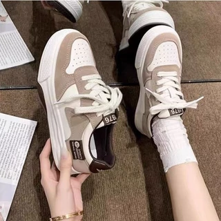 【พร้อมส่ง】รองเท้าผ้าใบเสริมส้น แบบผูกเชือก รองเท้าผ้าใบแฟชั่น ใส่สบาย
