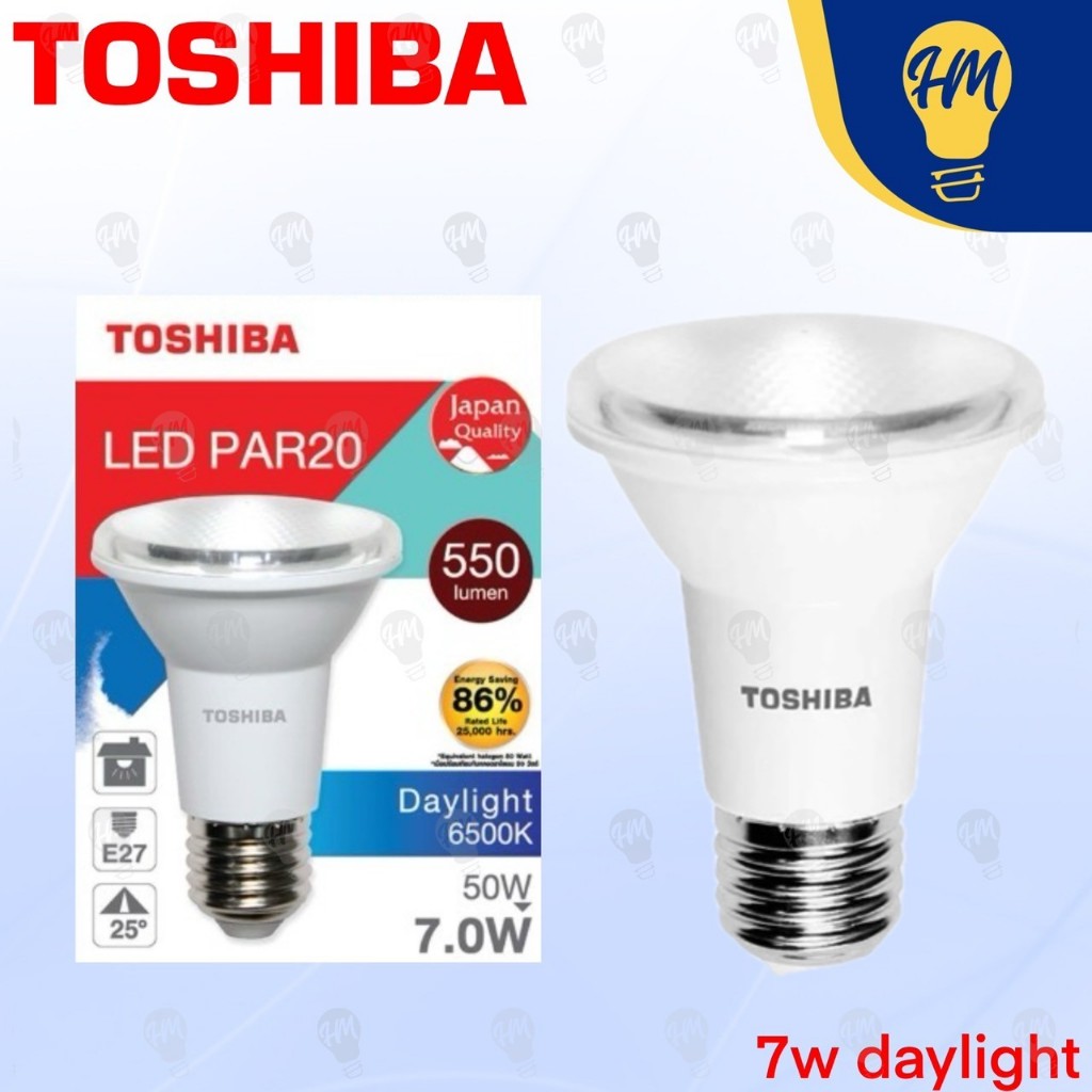 Toshiba หลอดไฟ LED PAR20 7W แสงขาว/แสงวอร์มไวท์