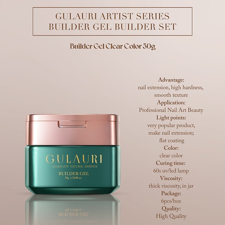 Gulauri Builder Gel กระปุกเขียว เจลปั้นนูน เจลต่อเล็บ ไม่ร้อนหน้าเล็บ เนื้อเจลสีใส GR - รูปที่ 5